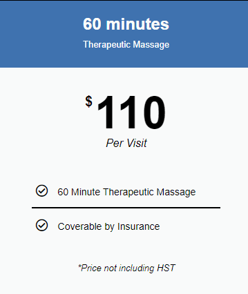 60 Minutes Therapeutic Massage for $110 Per Visit
