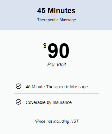 45 Minutes Therapeutic Massage for $90 Per Visit